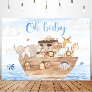 Noah's Ark Baby Shower Backdrop Animals Oh Baby Photography Background